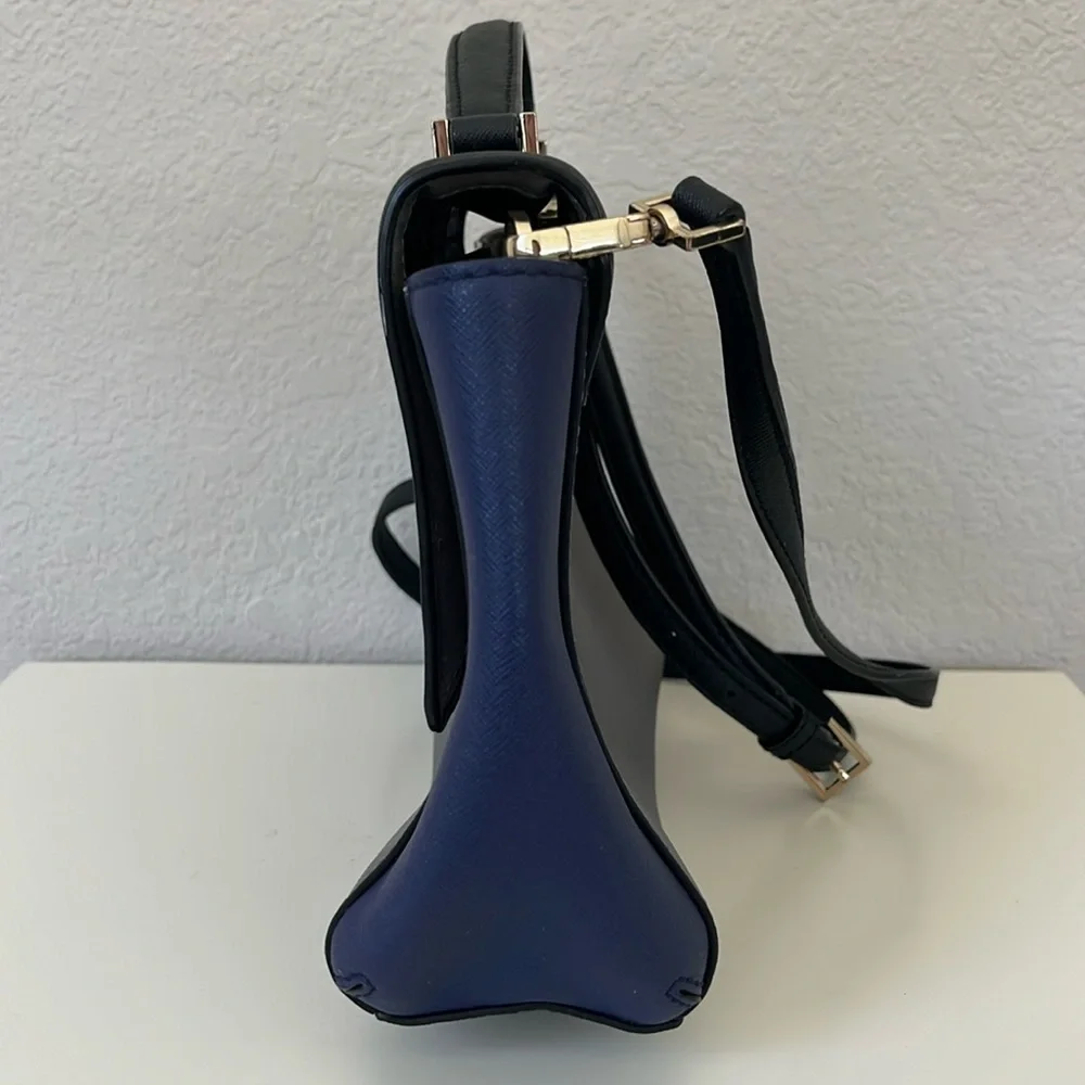 Kate Spade Leather Crossbody Purse Black Grey Blue